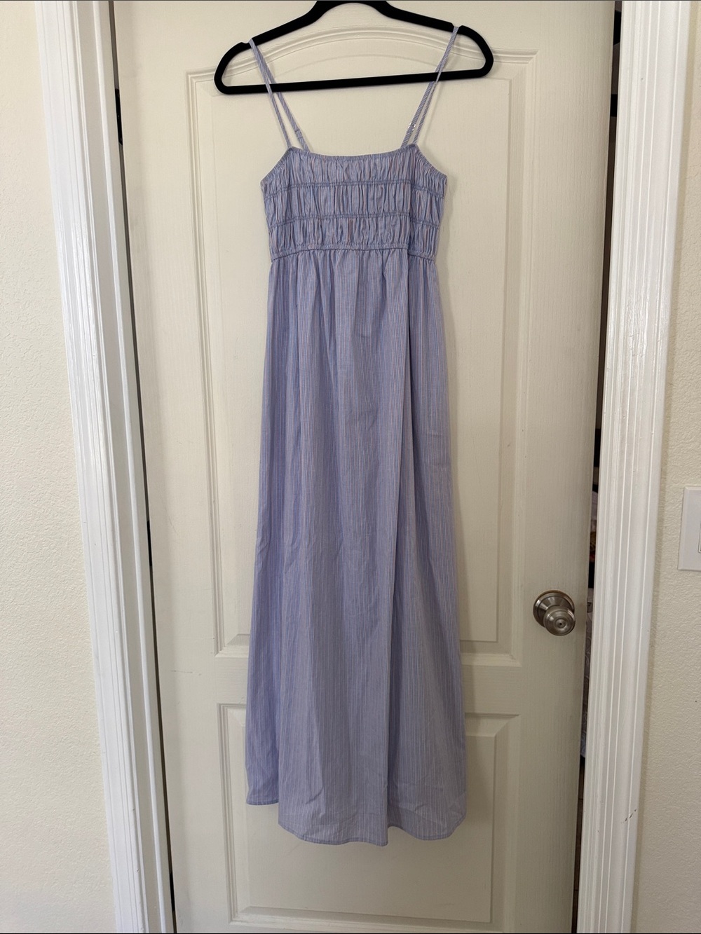 Light Blue Smocked Maxi Dress with Spaghetti Straps